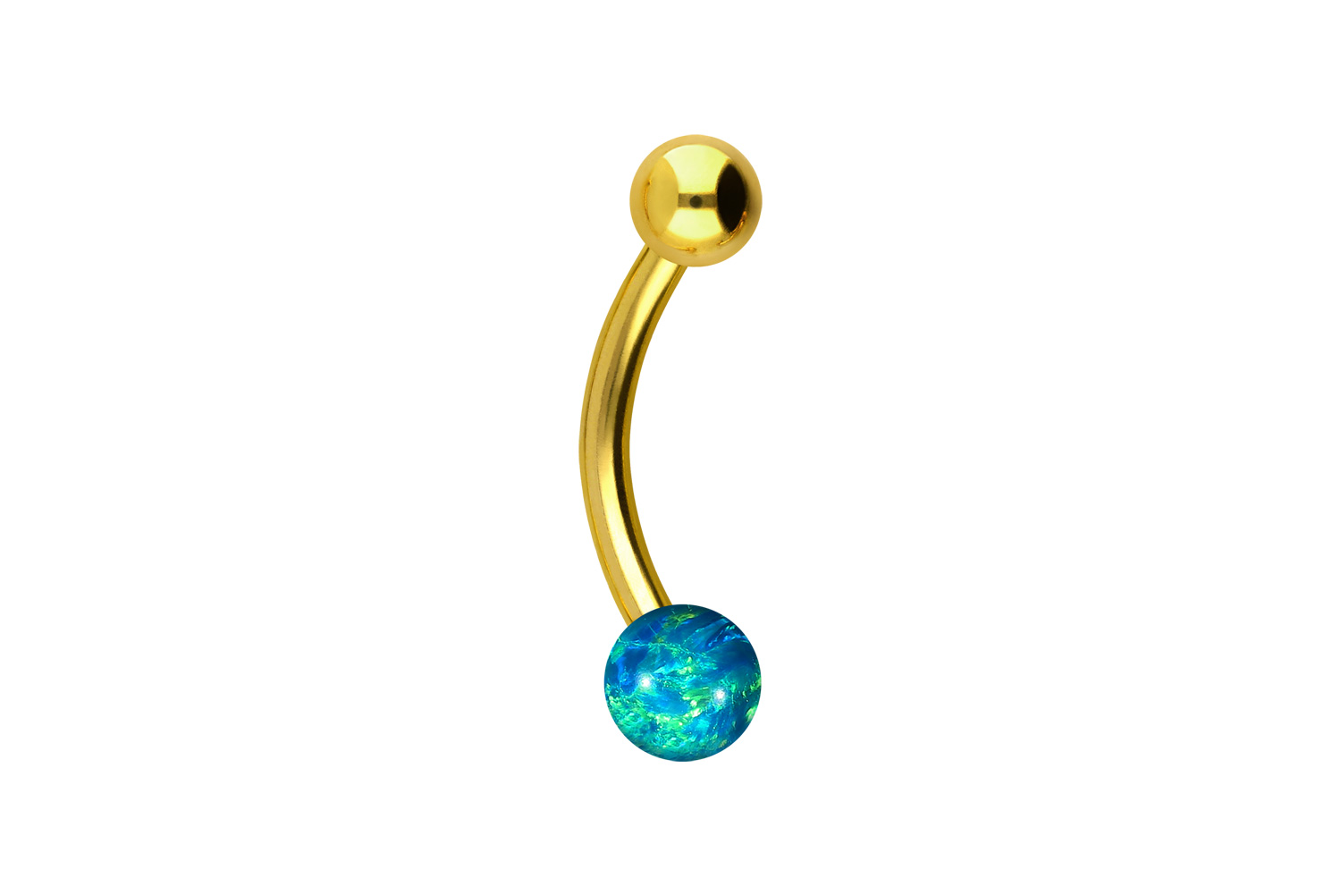 Chirurgenstahl Mini Bananabell Piercing SYNTHETISCHER OPAL + CHIRURGENSTAHL-KUGEL
